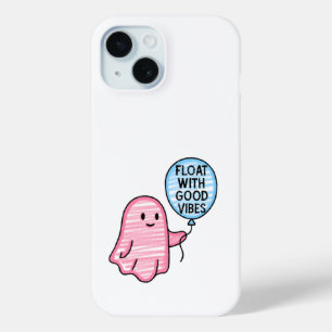 Coque Pour iPhone 15 Flotte avec de bonnes vibes joli design boo mignon