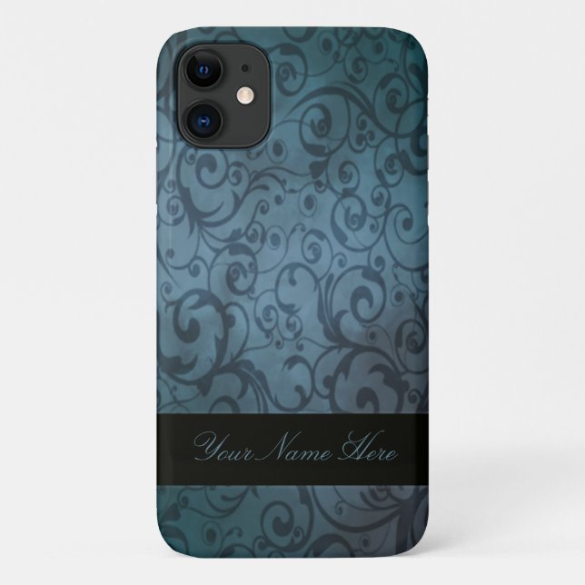 Coques Case-Mate iPhone Flourish bleu personnalisé (Dos)