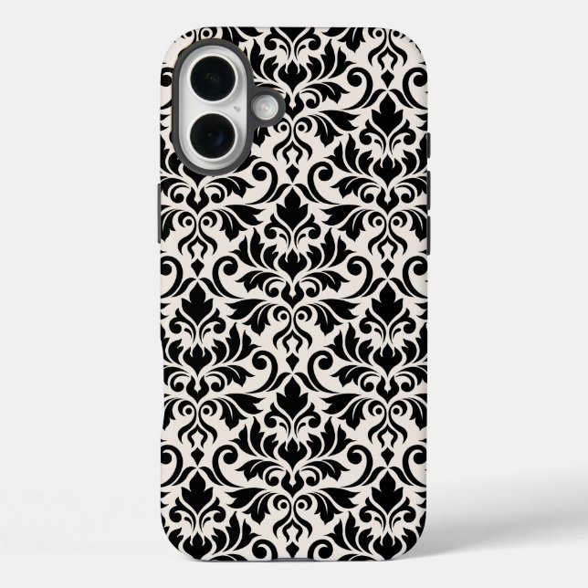 Coques Case-Mate iPhone Flourish Damask Big Pattern Black on Cream (Verso)