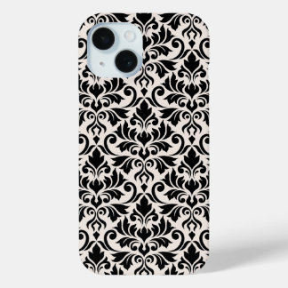 Coque Pour iPhone 15 Flourish Damask Big Pattern Black on Cream