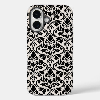 Coque Pour iPhone 16 Flourish Damask Big Pattern Black on Cream