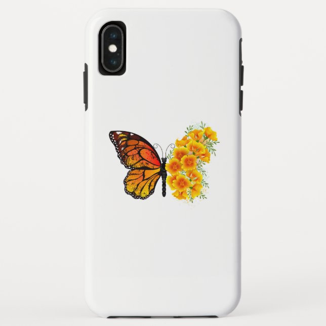 Coques Case-Mate iPhone Flower Butterfly with Yellow California Poppy (Dos)