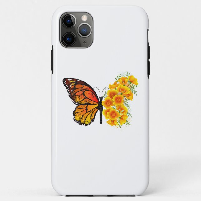 Coques Case-Mate iPhone Flower Butterfly with Yellow California Poppy (Dos)