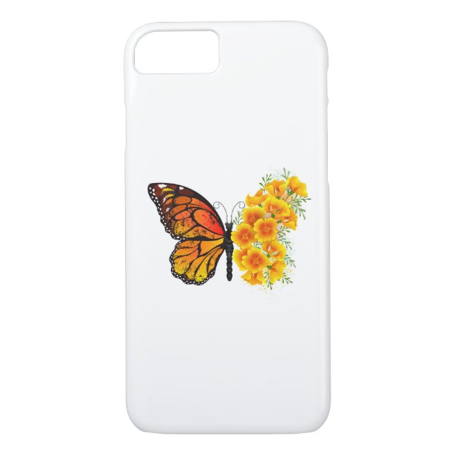 Coques Case-Mate iPhone Flower Butterfly with Yellow California Poppy (Dos)