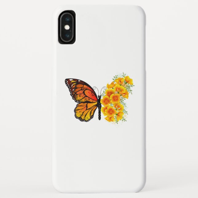Coques Case-Mate iPhone Flower Butterfly with Yellow California Poppy (Dos)