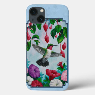 Case-Mate iPhone Case Flower Garden and Hummingbirds Blue