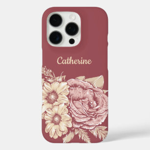 Coques iPhone 16 Pro Flower Illustration personnalisation nom de téléph