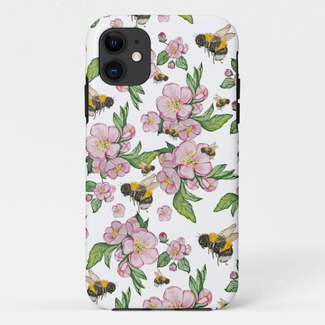 Coques Case-Mate iPhone Flower pomverger avec abeilles aquarelle timon (Dos)