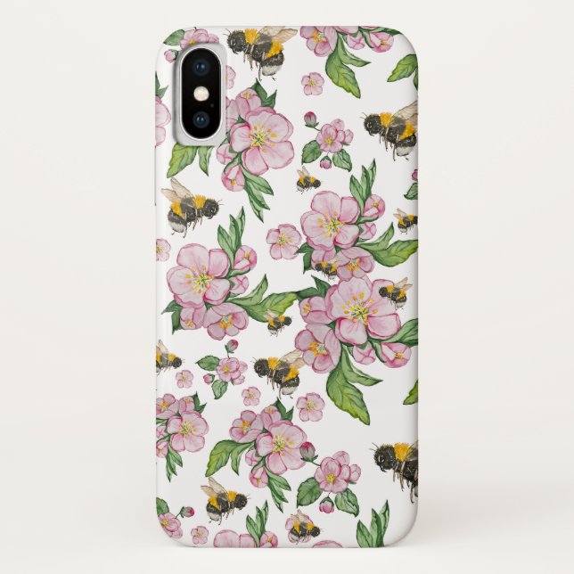 Coques Case-Mate iPhone Flower pomverger avec abeilles aquarelle timon (Dos)