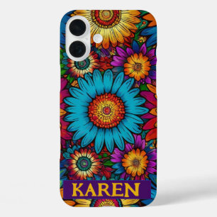 Coques iPhone 16 Plus Flower Power Psychedelic Retro 60s Hippie Cadeau