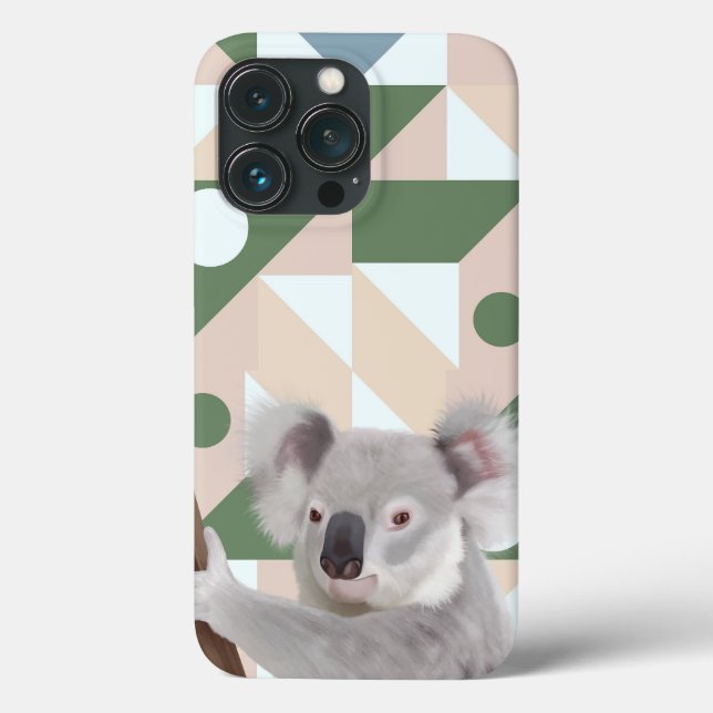 Coques Case-Mate iPhone Fluffy Koala Green Arrière - plan géométrique (Verso)