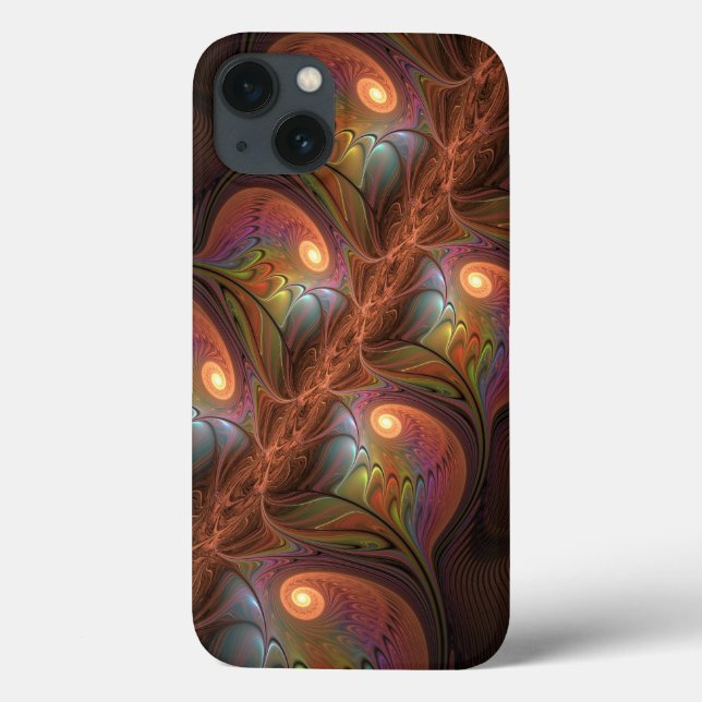 Coques Case-Mate iPhone Fluorescent coloré Abstrait Trippy Brown Fractal (Verso)