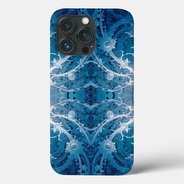 Coques Case-Mate iPhone Flux cosmique sacré - Symétrie argent bleu (Verso)