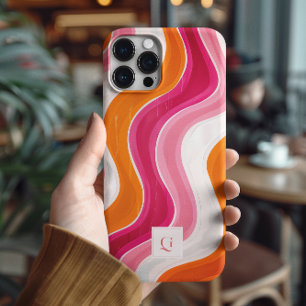 Coques iPhone 16 Pro Max Flux dynamique   Monogramme initial rétro funky