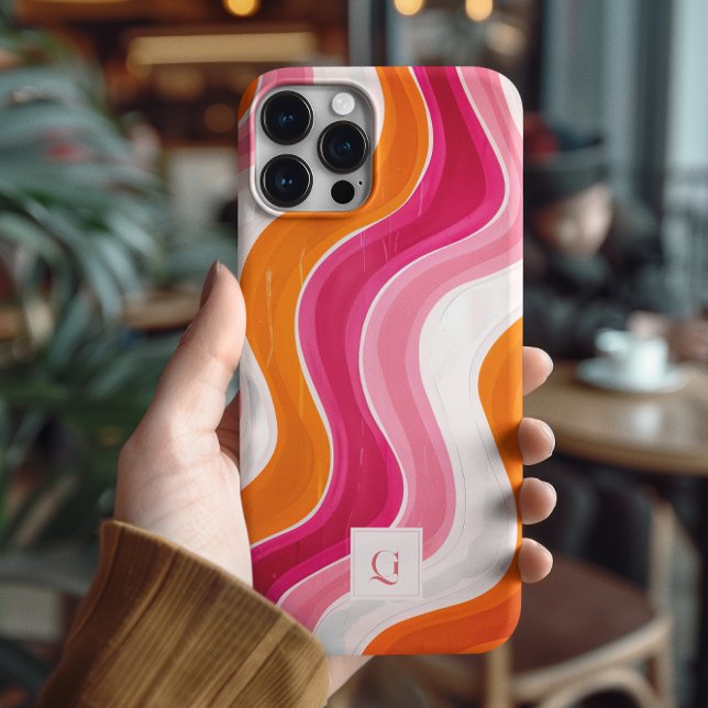Coques Case-Mate iPhone Flux vibrant | Monogramme initial rétro funky  (Créateur téléchargé)