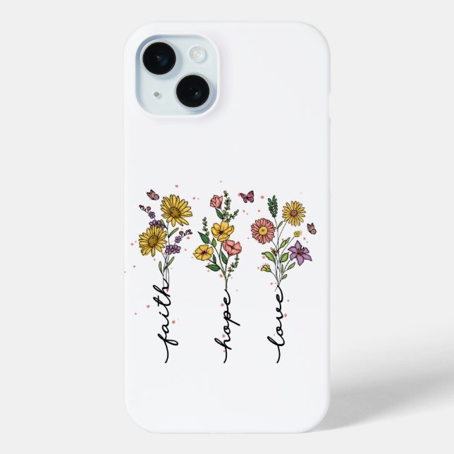 Coques Case-Mate iPhone "Foi, Espoir, Amour" Trio Floral (Verso)