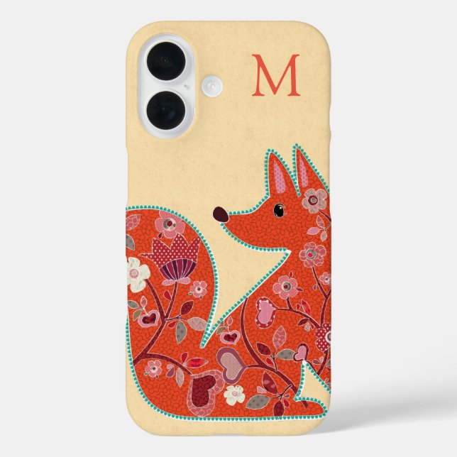 Coques Case-Mate iPhone Folk Art Flower Motif Fox personnalisé (Verso)