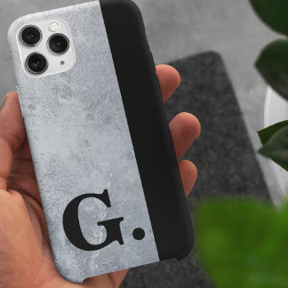 Case-Mate iPhone Case Fond de ciment en béton à monogramme noir pour hom
