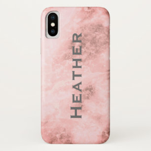 Case-Mate iPhone Case Fond en marbre rose Monogramme