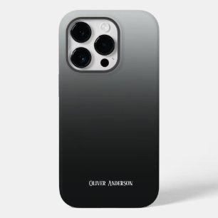 Coque Pour iPhone 14 Pro Fondu minimaliste noir à gris avec nom