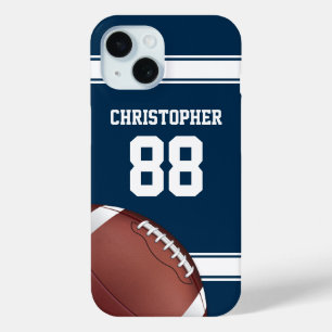 Coque Pour iPhone 15 Football de Jersey Blue and White Stripes