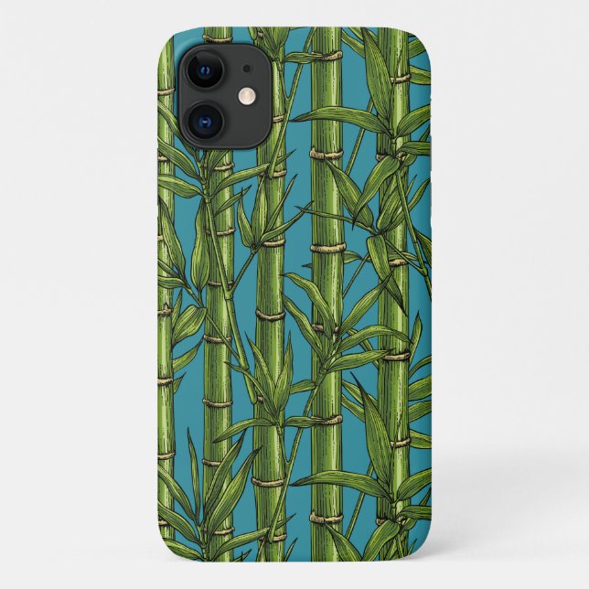 Coques Case-Mate iPhone Forêt de bambou sur bleu (Dos)