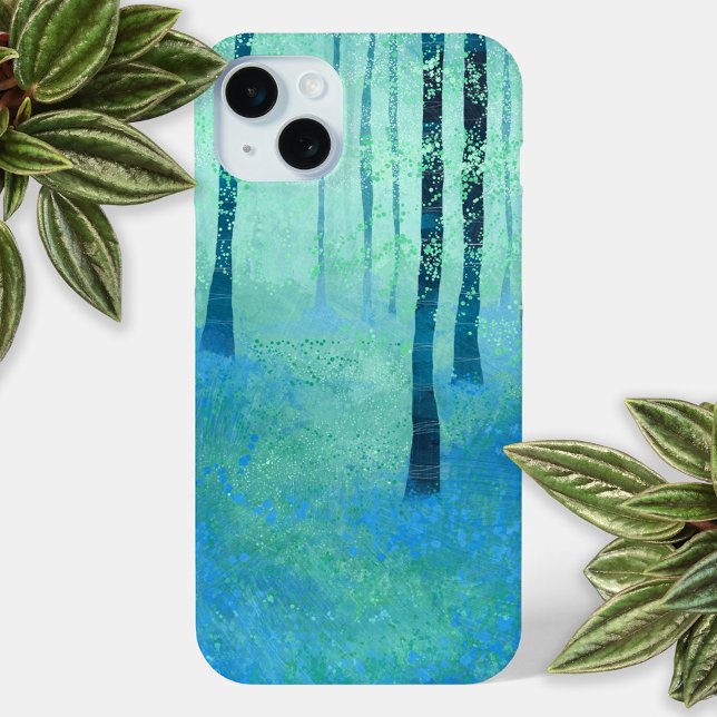 Coques Case-Mate iPhone Forêt de Bluebell (Bluebell forest woodland landscape abstract art cell phone case)