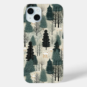 Coque iPhone 15 Mini Forêt de vacances avec boîtier de téléphone de cer