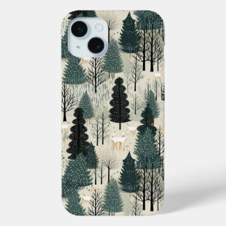 Coque iPhone 15 Mini Forêt de vacances avec boîtier de téléphone de cer