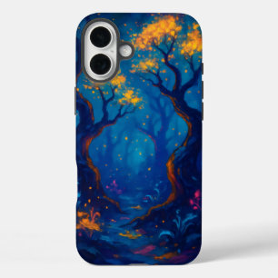 Coques iPhone 16 Plus Forêt d'Imaginaires aux arbres tordus et brillants
