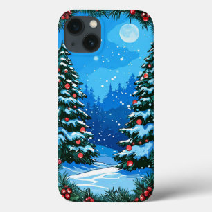 Case-Mate iPhone Case Forêt enneigée hivernale avec des arbres de Noël d