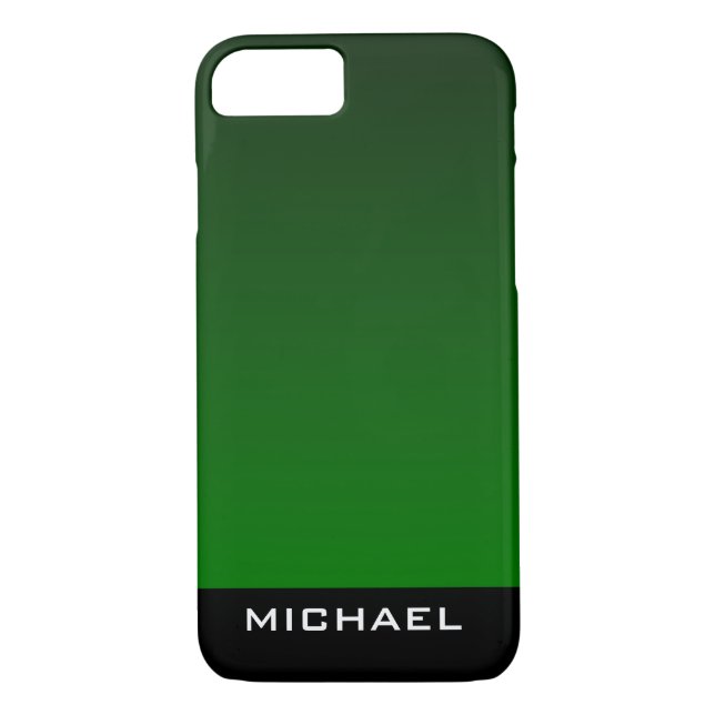 Coques Case-Mate iPhone Forêt foncée Monogramme vert et noir (Dos)