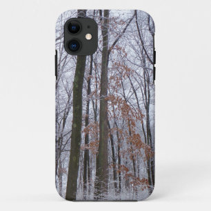 Coque iPhone 11 Forêt huppée neige paysage d'hiver Photographie