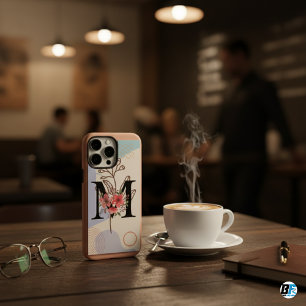 Coques iPhone 16 Pro Max Forme botanique Boho Rétro avec nom 1er majuscule 