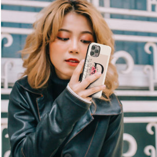 Coque Pour iPhone 16 Forme botanique Boho Rétro avec nom 1er majuscule
