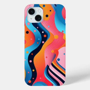 Coque iPhone 15 Mini Formes abstraites lumineuses et colorées avec poin