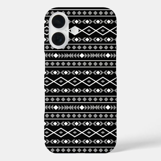 Coques Case-Mate iPhone Formes aztèques Motif blanc gris noir (Verso)