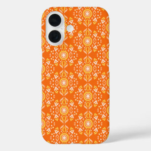 Coque Pour iPhone 16 Formes Boho vintage Motif en orange et jaune