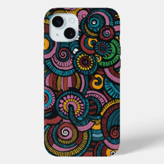 Coque iPhone 15 Mini Formes circulaires colorées motif de couverture iP