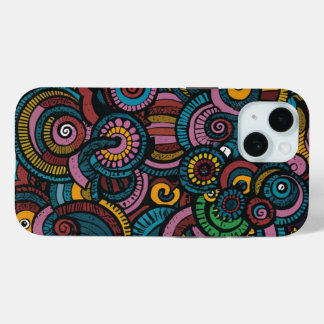Coque Pour iPhone 15 Formes circulaires colorées motif de couverture iP