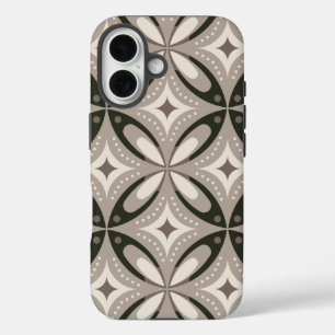 Coque Pour iPhone 16 Formes circulaires rétro beige et marron