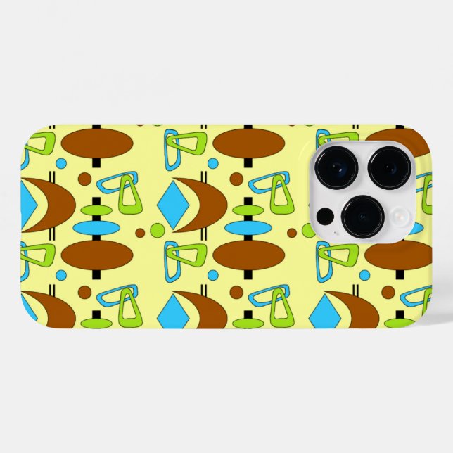 Coques Case-Mate iPhone Formes de totem du croissant rétro (Verso (horizontal))