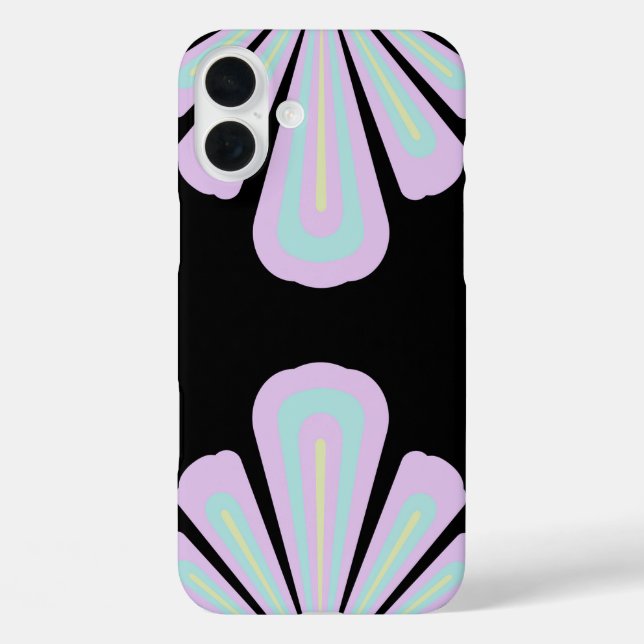 Coques Case-Mate iPhone Formes florales pastel sur fond noir (Verso)