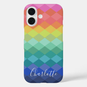 Coque Pour iPhone 16 Formes géométriques colorées Rainbow Personnalisée