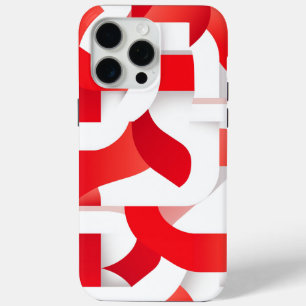 Coque iPhone 15 Pro Max 🔴 Formes Géométriques en Rouge et Blanc ⚪