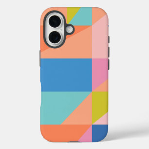 Coque Pour iPhone 16 Formes modernes colorées en bleu clair et orange