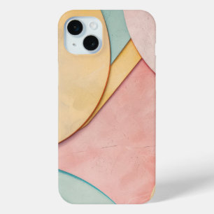 Coque iPhone 15 Mini Formes semi-circulaires pastel avec espace de text