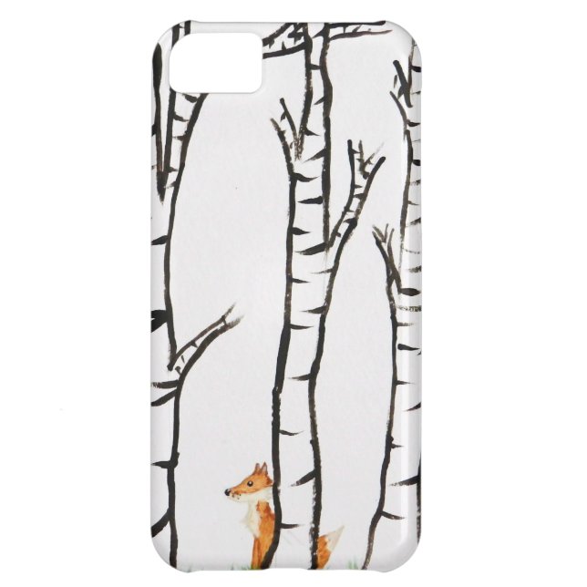 Coques Case-Mate iPhone Fox isolé dans des arbres de bouleau (Dos)