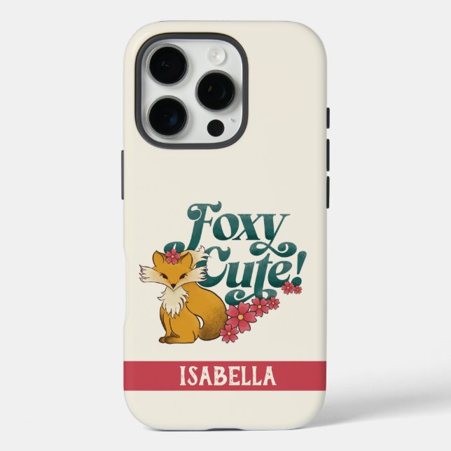 Coques Case-Mate iPhone Foxy Cute with Flowers Personalized Name (Verso)