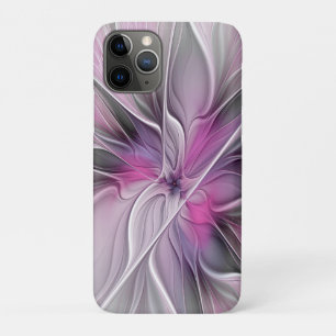 Case-Mate iPhone Case Fractal Floral Moderne Abstrait Fleur Rose Gris